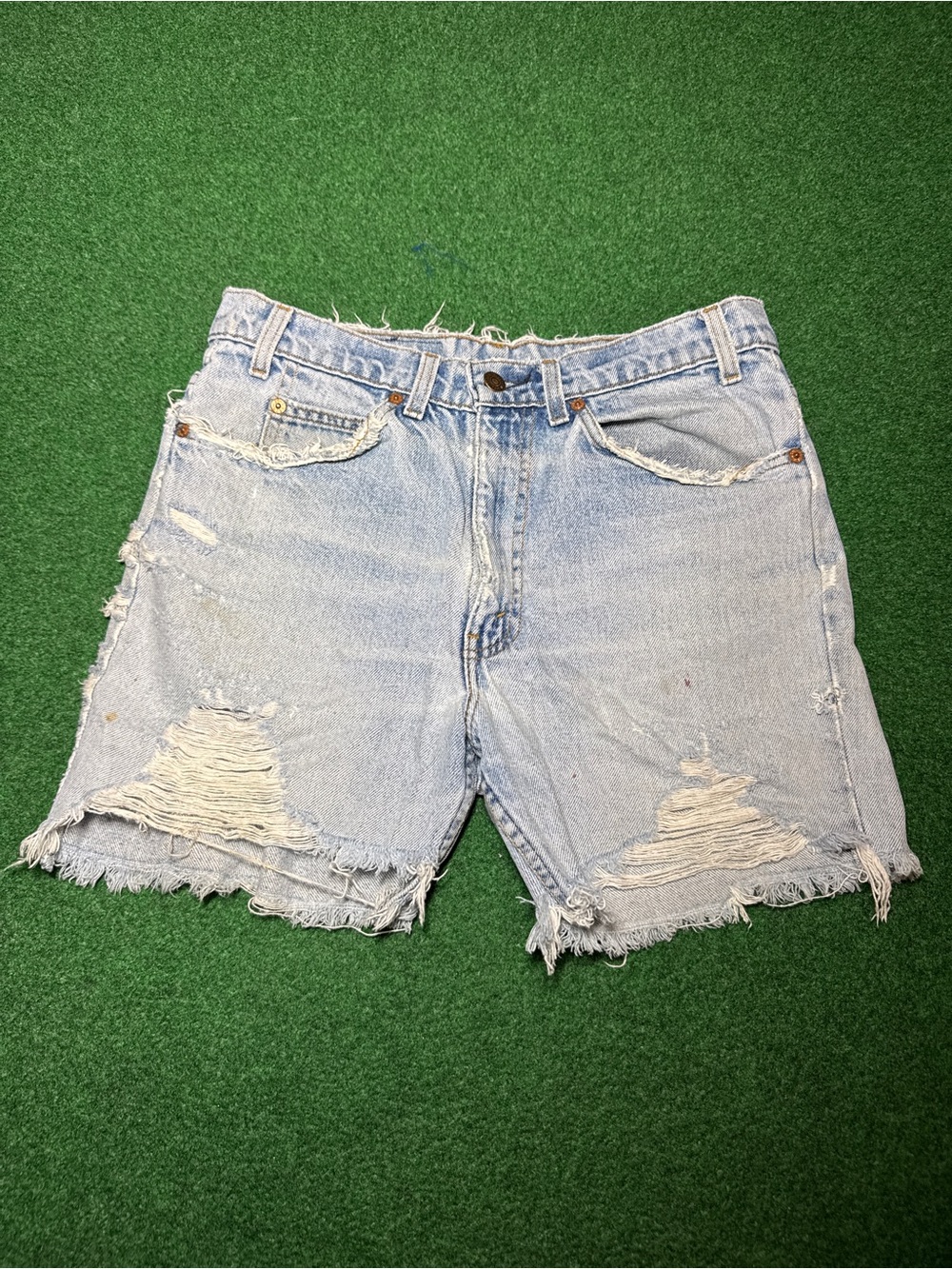 Levi's Light Blue Distressed Denim Jean Shorts